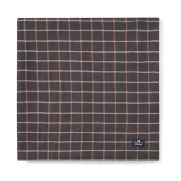 Tovaglia Checked Cotton Linen 150x250 cm - Grigio scuro, beige - Lexington