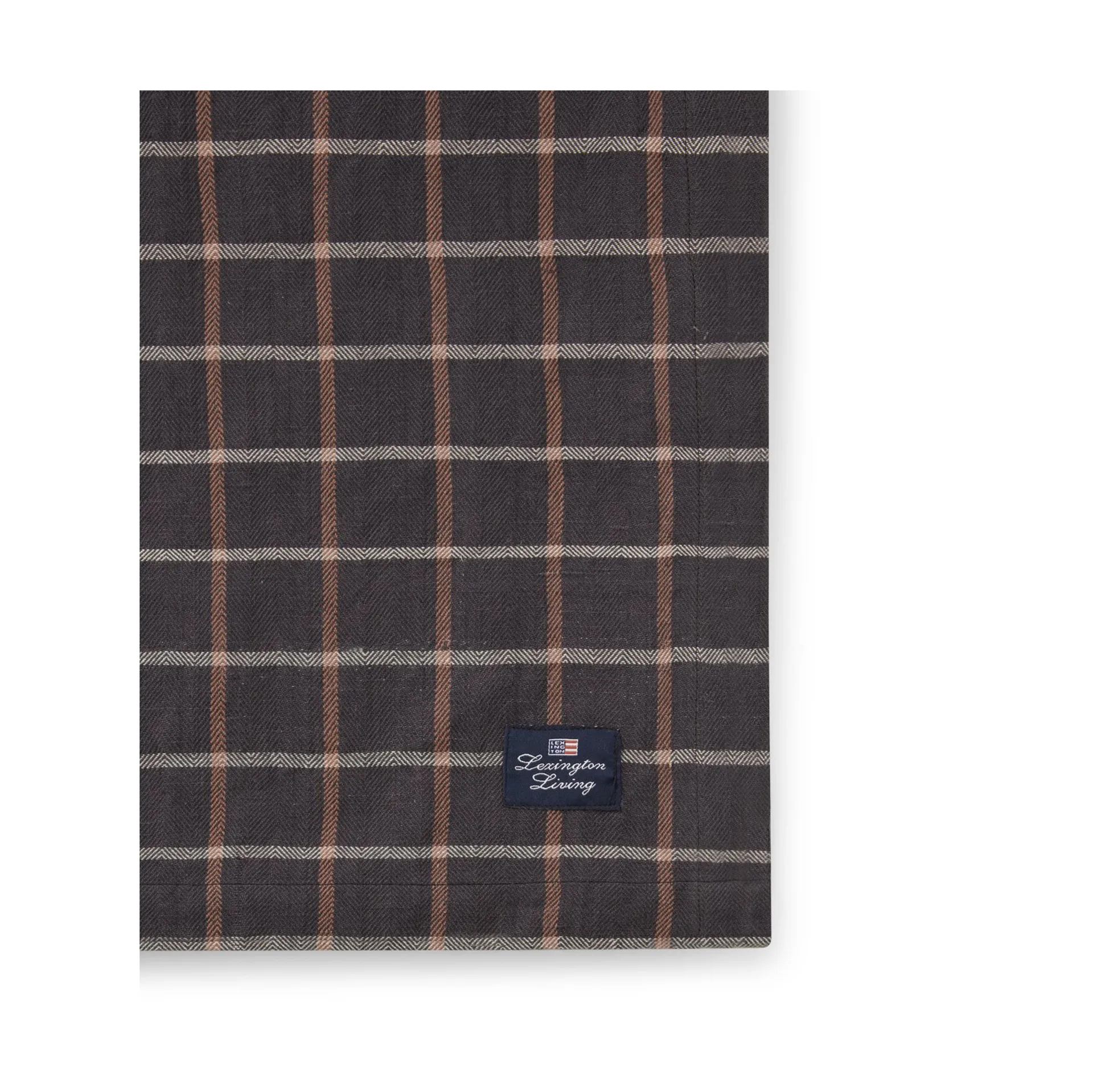 Tovaglia Checked Cotton Linen 150x250 cm, Grigio scuro, beige Lexington