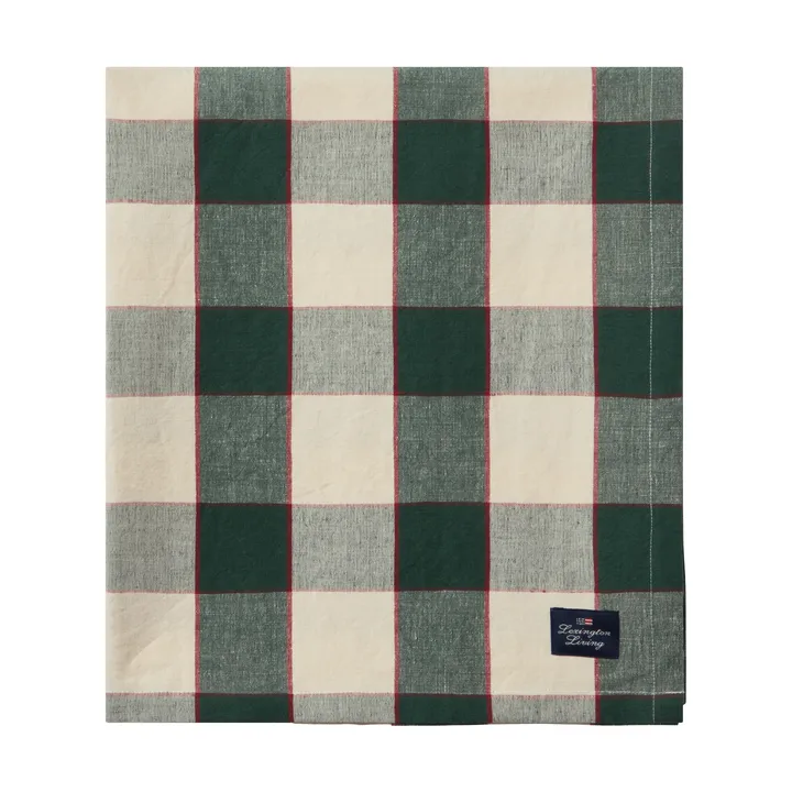Tovaglia Checked Cotton Linen 150x350 cm - Green-light beige-rosso - Lexington