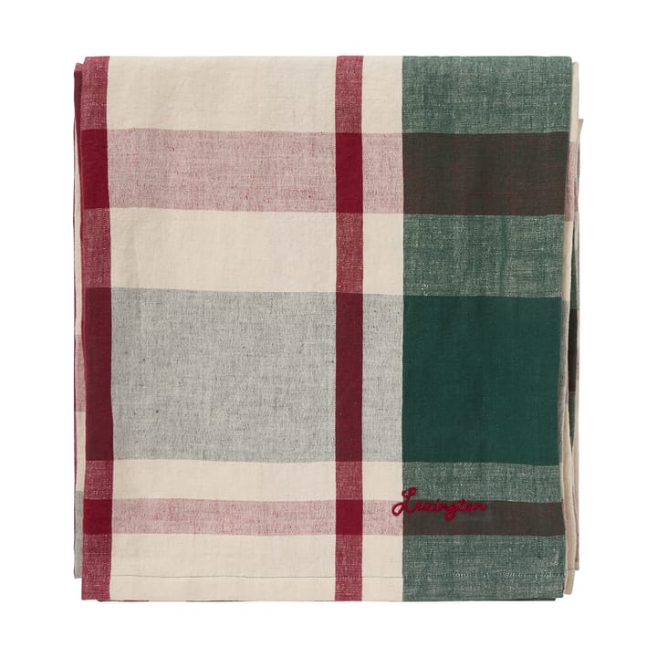 Tovaglia checked verde-rosso in lino/cotone - 150x250 cm - Lexington