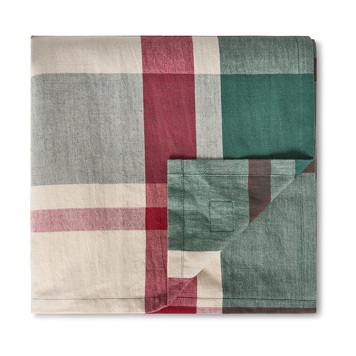 Tovaglia checked verde-rosso in lino/cotone, 150x250 cm Lexington