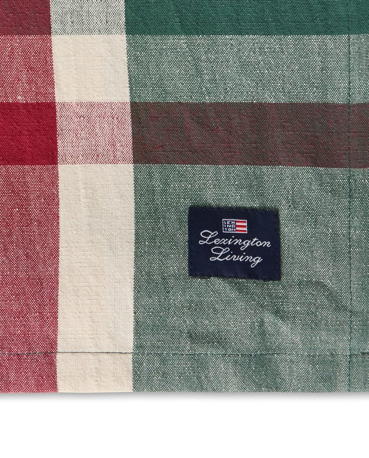 Tovaglia checked verde-rosso in lino/cotone, 150x250 cm Lexington