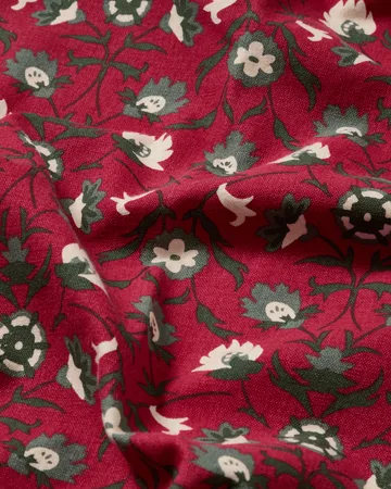 Tovaglia in cotone biologico con stampa Flower - Red-beige-green, 150x250 cm - Lexington