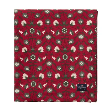 Tovaglia in cotone biologico con stampa Flower - Rosso-beige-verde, 150x350 cm - Lexington