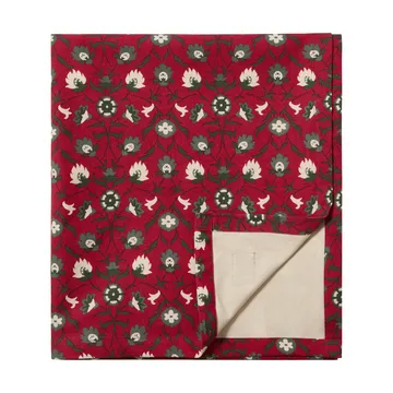 Tovaglia in cotone biologico con stampa Flower - Rosso-beige-verde, 150x350 cm - Lexington