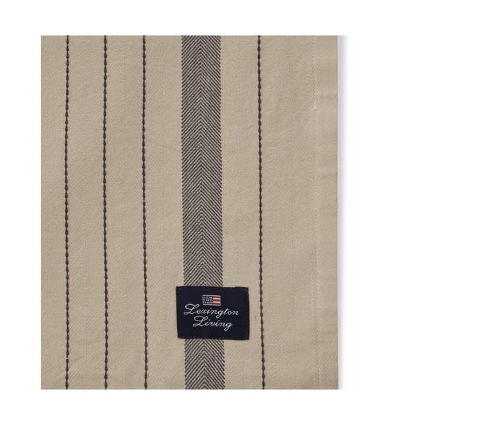 Tovaglia in cotone biologico Striped 150x350 cm, Beige, grigio scuro Lexington
