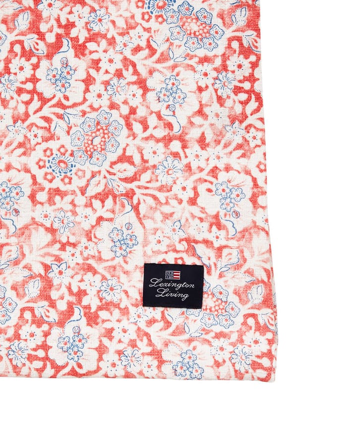 Tovaglia in cotone riciclato Printed Flowers 150x250 cm, Corallo Lexington