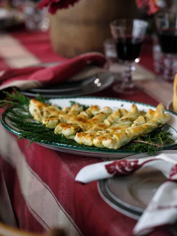 Tovaglia in lino-cotone a quadri 150x350 cm - Rosso-beige - Lexington