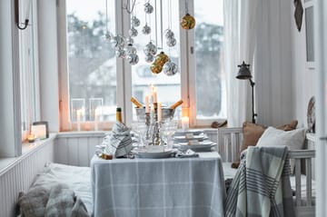 Tovaglia Pepita Check in lino cotone, 150x350 cm - Bianco, grigio chiaro - Lexington