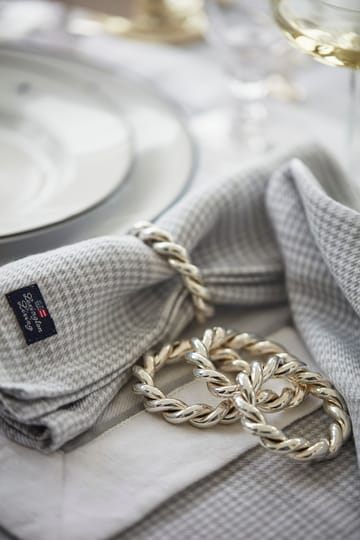 Tovaglia Pepita Check in lino cotone, 150x350 cm - Bianco, grigio chiaro - Lexington