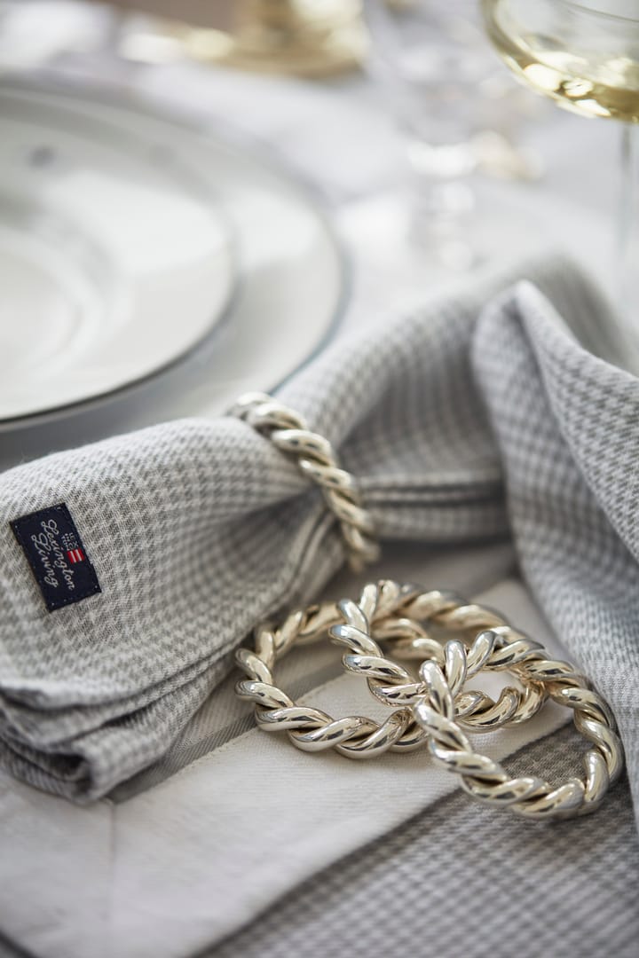 Tovaglia Pepita Check in lino cotone, 150x350 cm - Bianco, grigio chiaro - Lexington