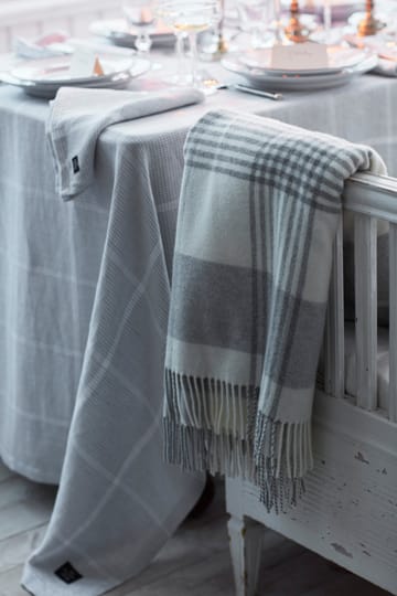 Tovaglia Pepita Check in lino cotone, 150x350 cm - Bianco, grigio chiaro - Lexington