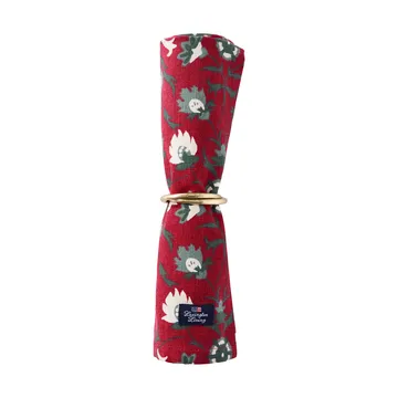 Tovagliolo in cotone biologico con stampa floreale - Rosso-beige-verde - Lexington
