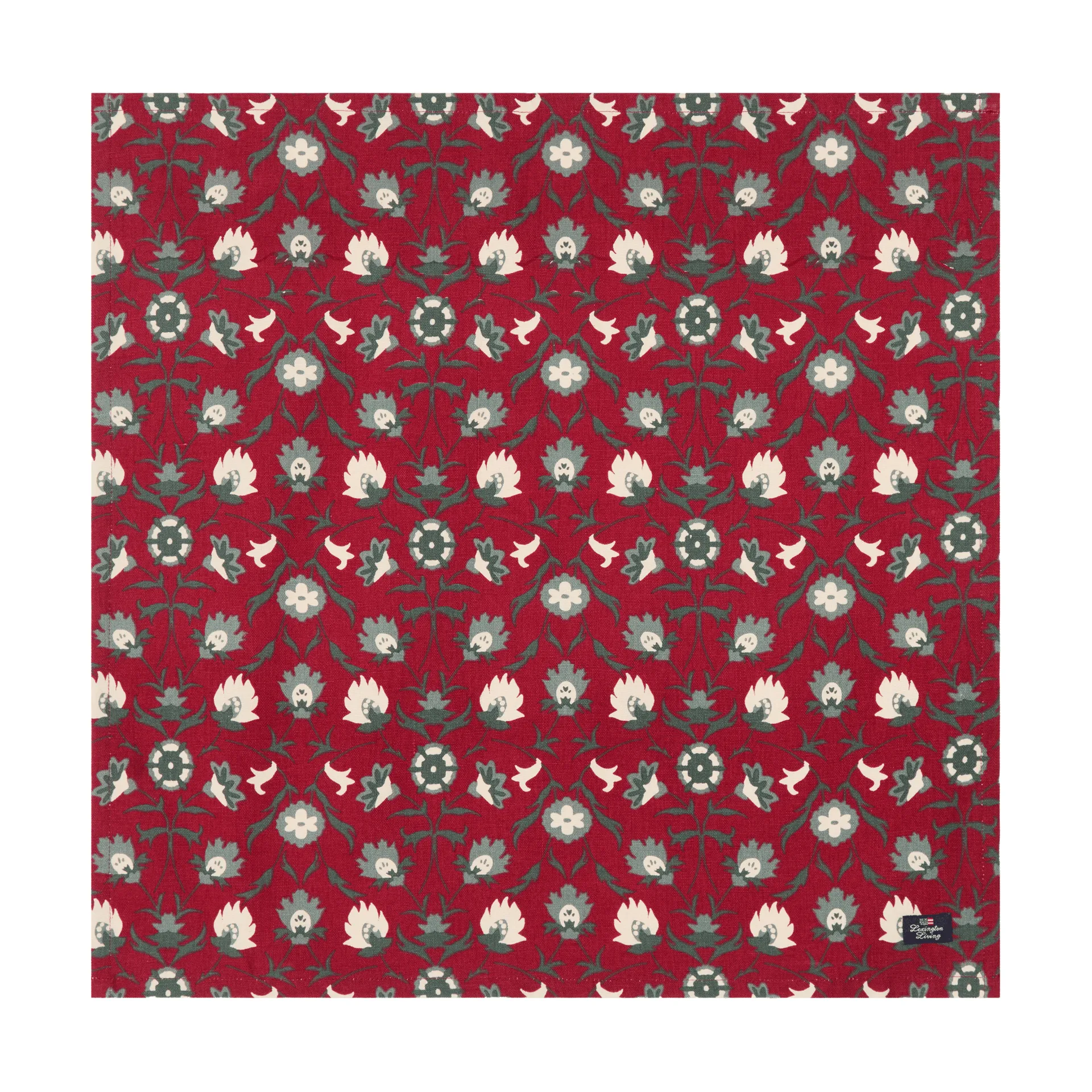 Tovagliolo in cotone biologico con stampa floreale, Rosso-beige-verde Lexington