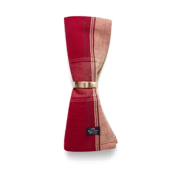 Tovagliolo in misto lino-cotone Checked 50x50 cm - Rosso-beige - Lexington