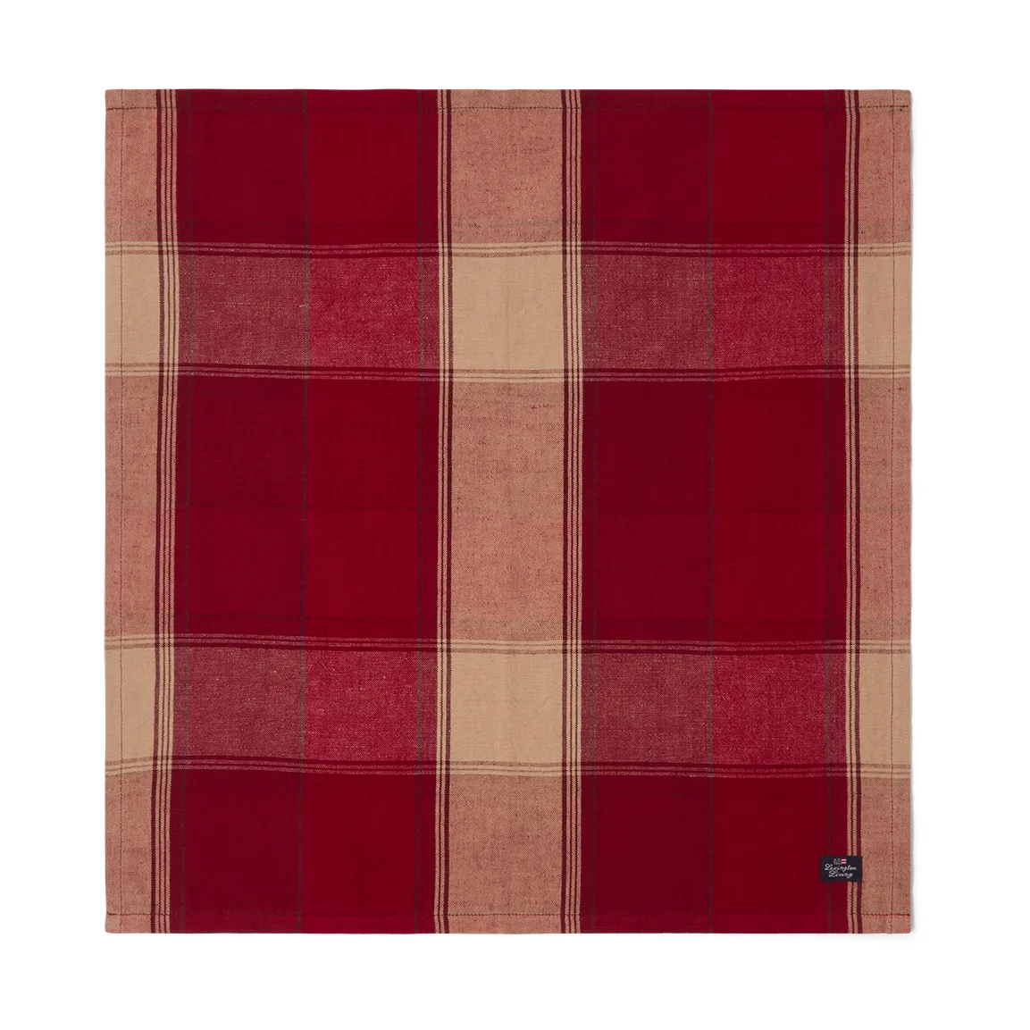 Tovagliolo in misto lino-cotone Checked 50x50 cm, Rosso-beige Lexington