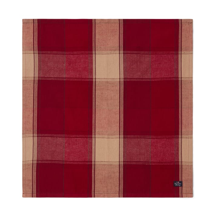 Tovagliolo in misto lino-cotone Checked 50x50 cm, Rosso-beige Lexington