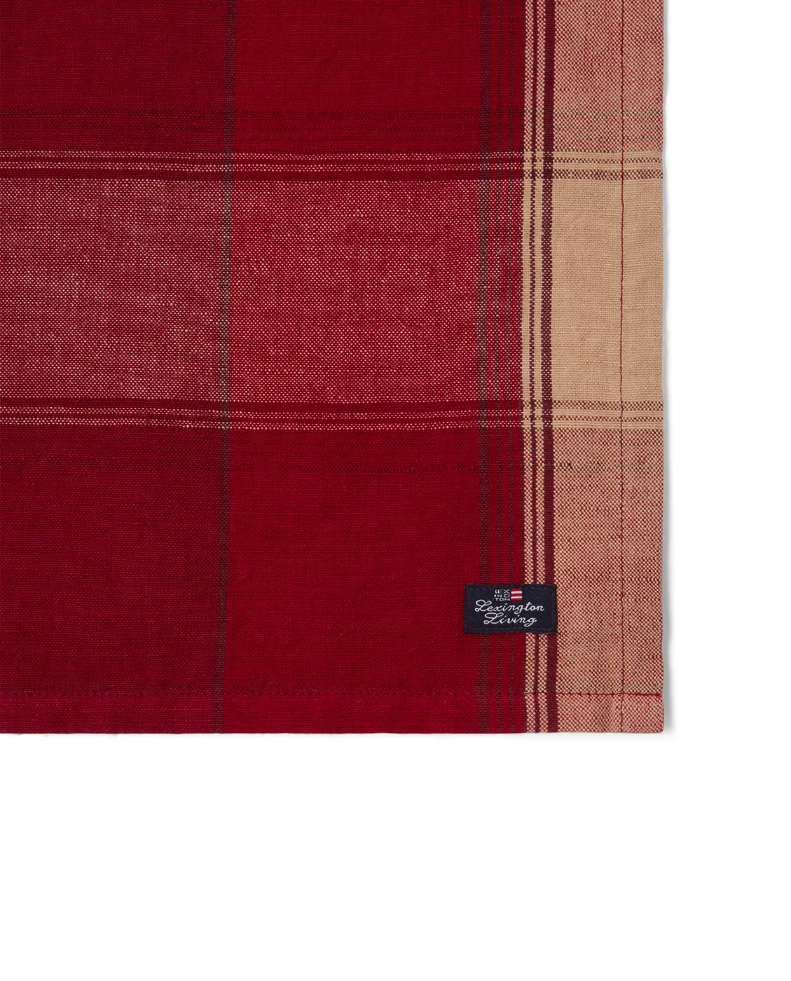 Tovagliolo in misto lino-cotone Checked 50x50 cm, Rosso-beige Lexington