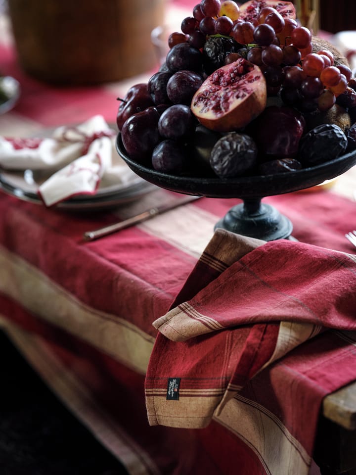 Tovagliolo in misto lino-cotone Checked 50x50 cm, Rosso-beige Lexington