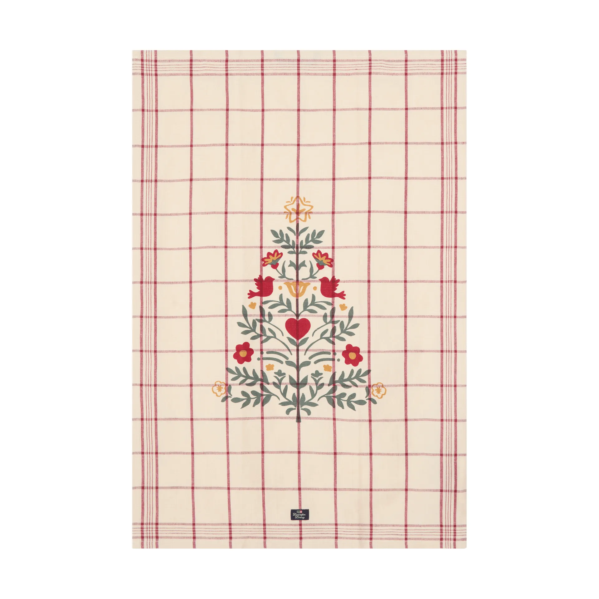 Tree strofinaccio in lino/cotone, White-red-green, 50x70 cm Lexington