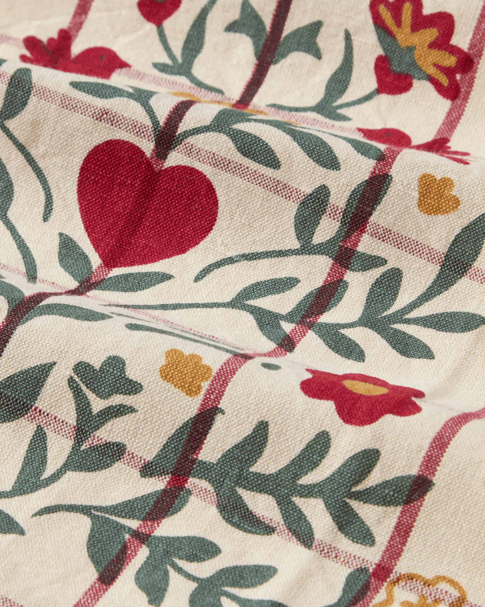 Tree strofinaccio in lino/cotone, White-red-green, 50x70 cm Lexington