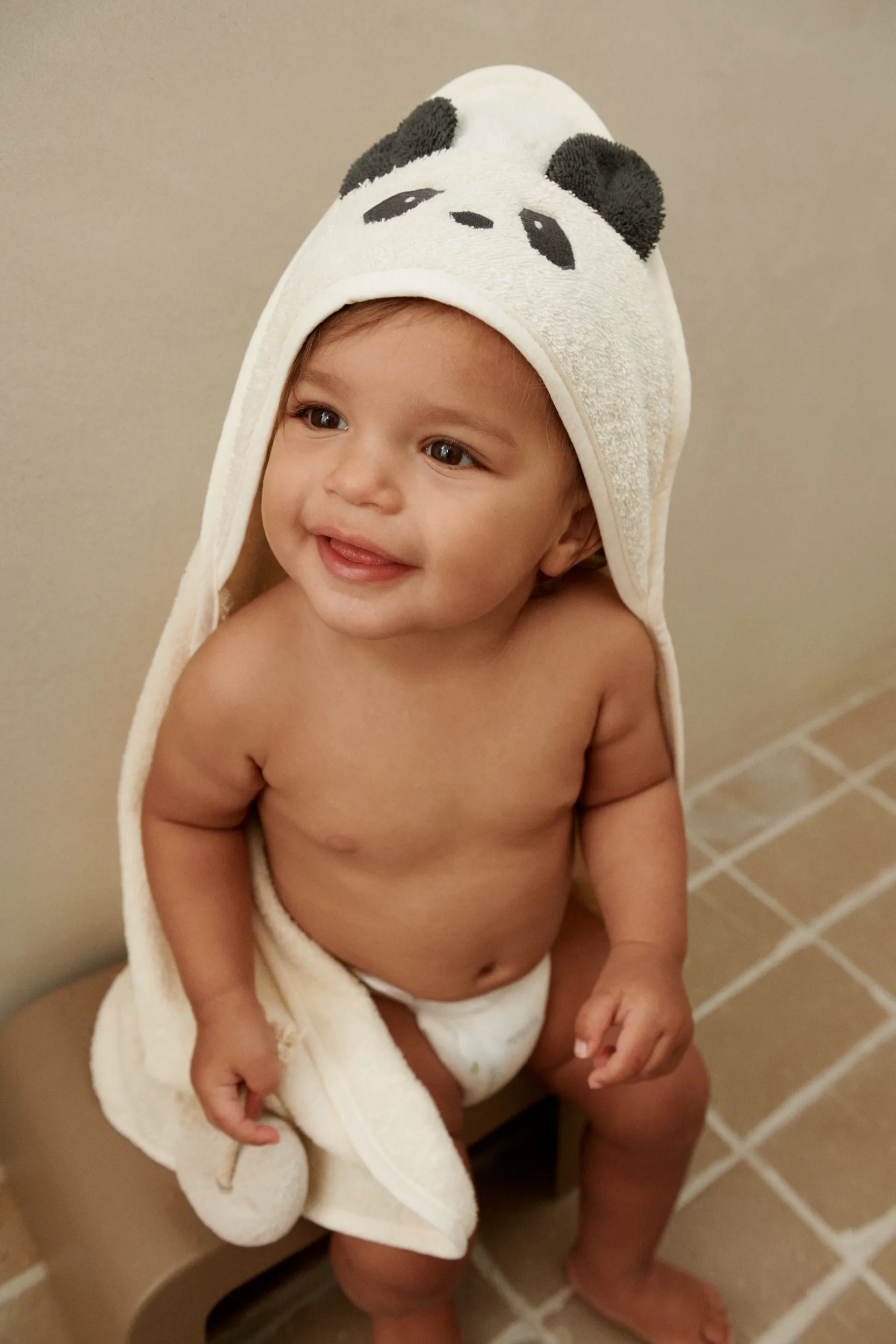 Accappatoio con cappuccio Albert 70x70 cm, Panda creme de la creme Liewood