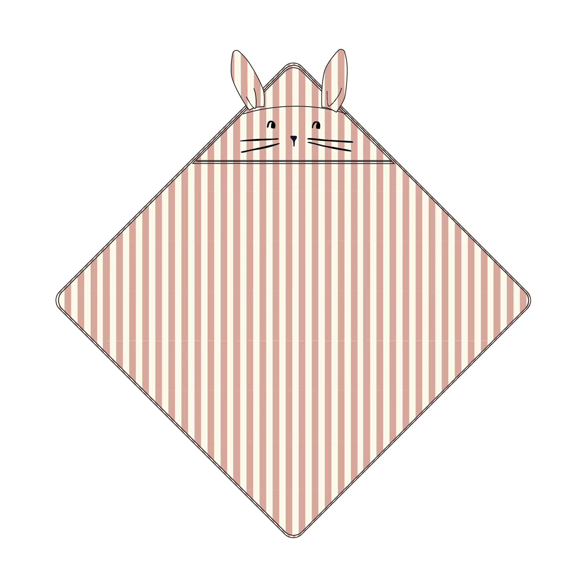 Asciugamano con cappuccio Albert 70x70 cm, Coral blush-creme de la creme stripe Liewood