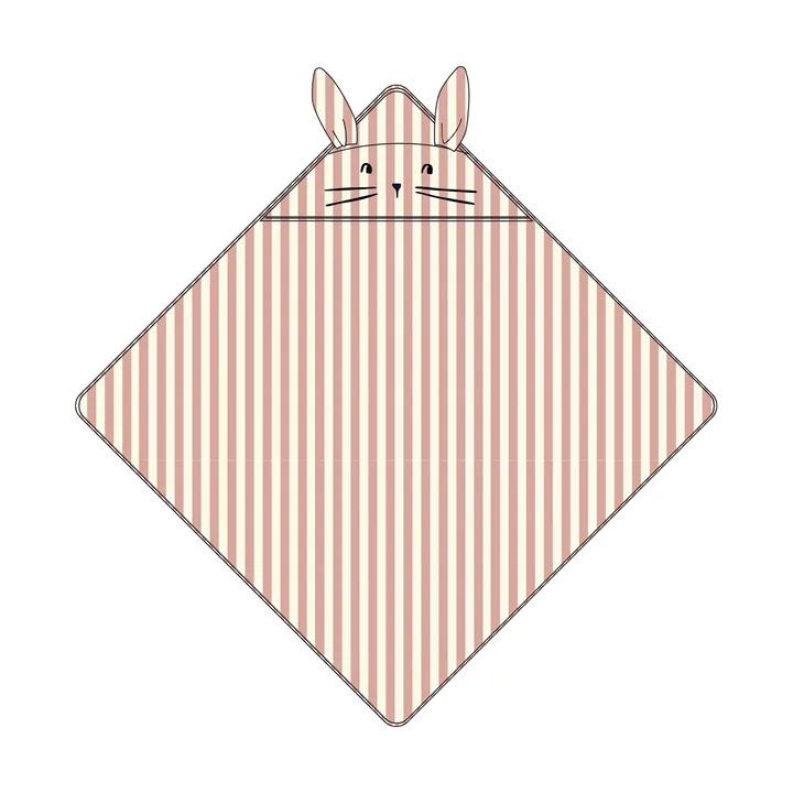 Asciugamano con cappuccio Albert 70x70 cm - Coral blush-creme de la creme stripe - Liewood