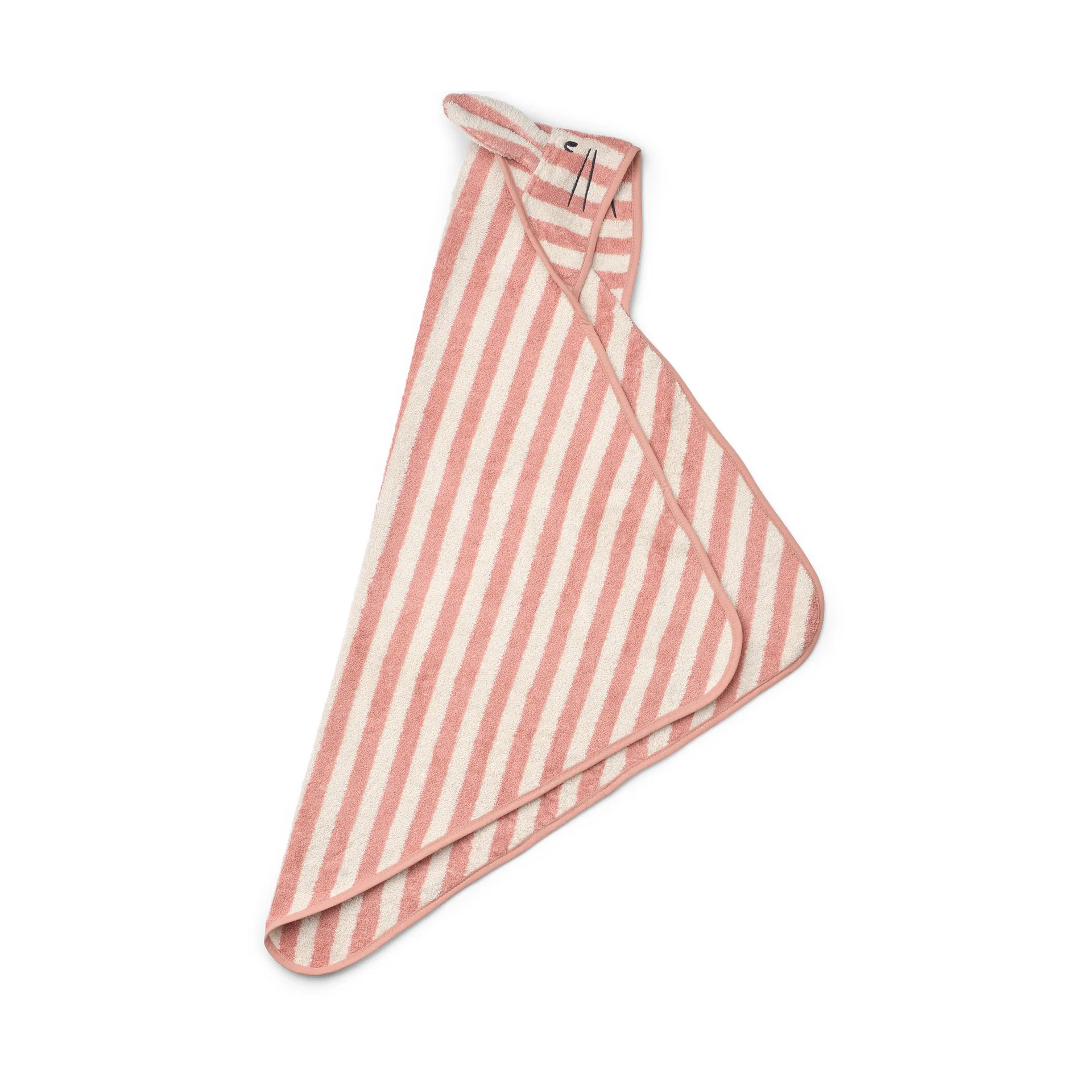 Asciugamano con cappuccio Albert 70x70 cm, Coral blush-creme de la creme stripe Liewood