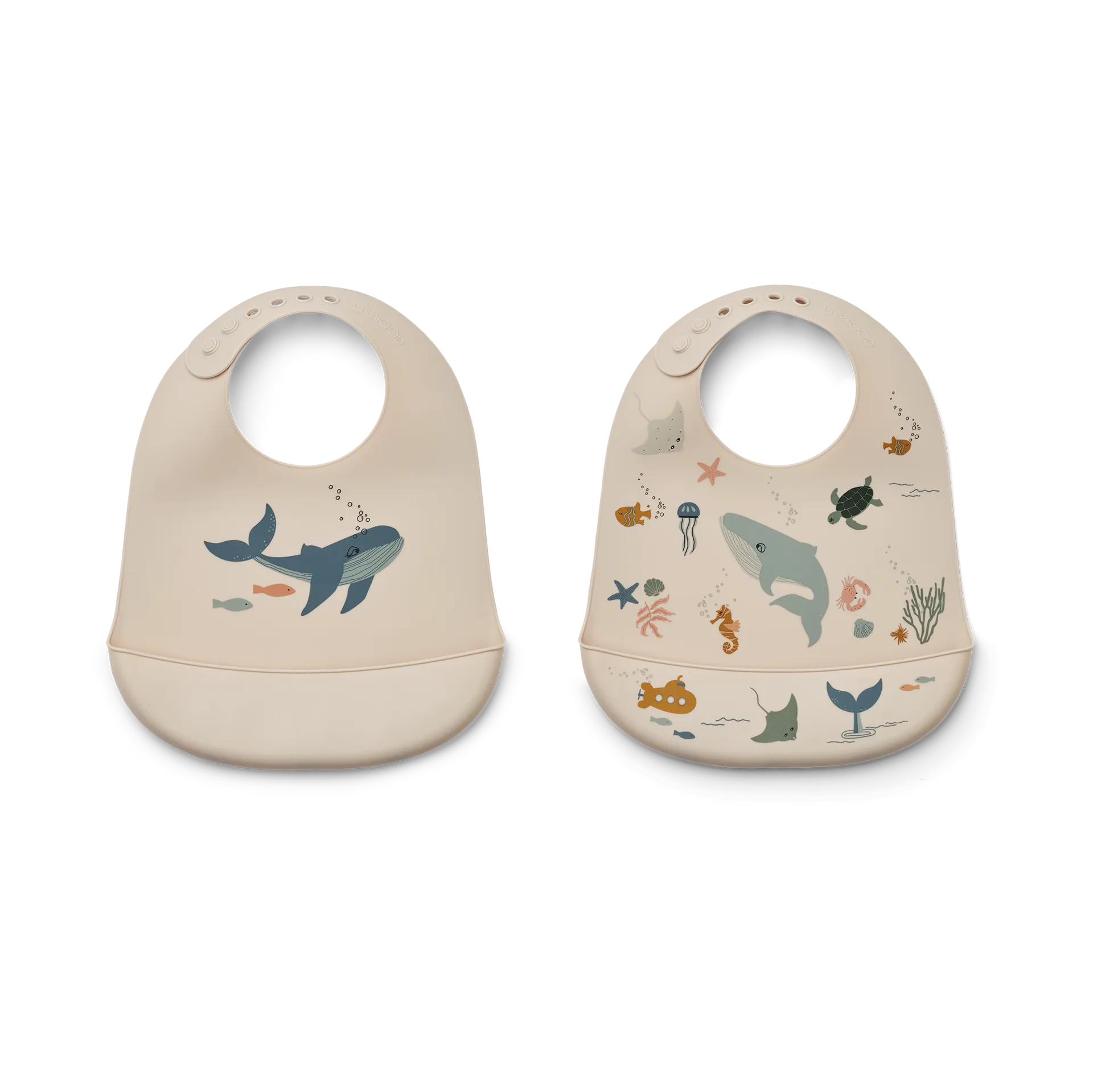 Bavaglino in silicone Tilda confezione da 2, Sea creature-Sandy Liewood