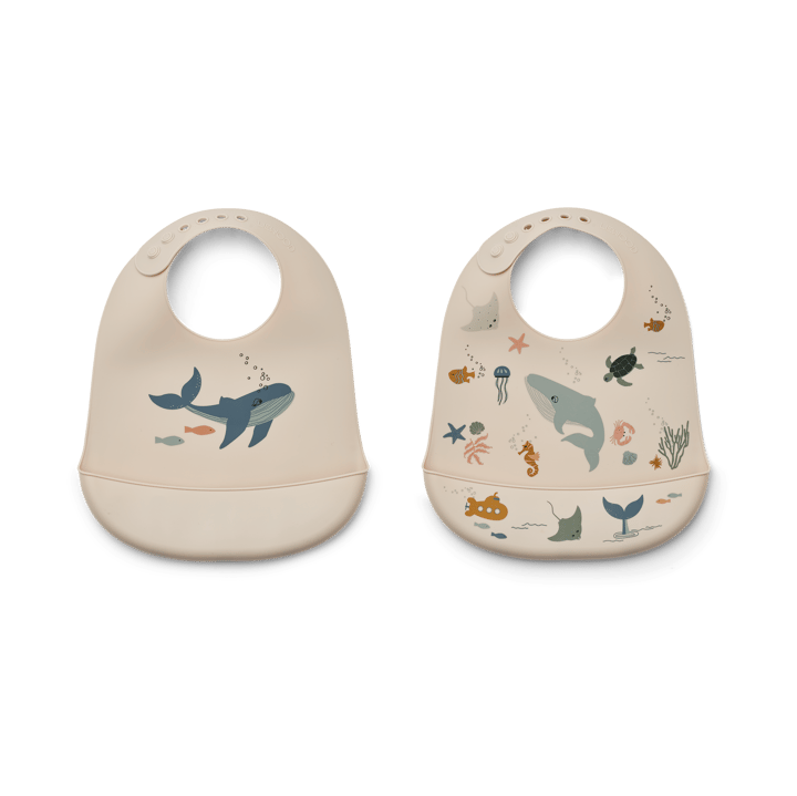 Bavaglino in silicone Tilda confezione da 2 - Sea creature-Sandy - Liewood