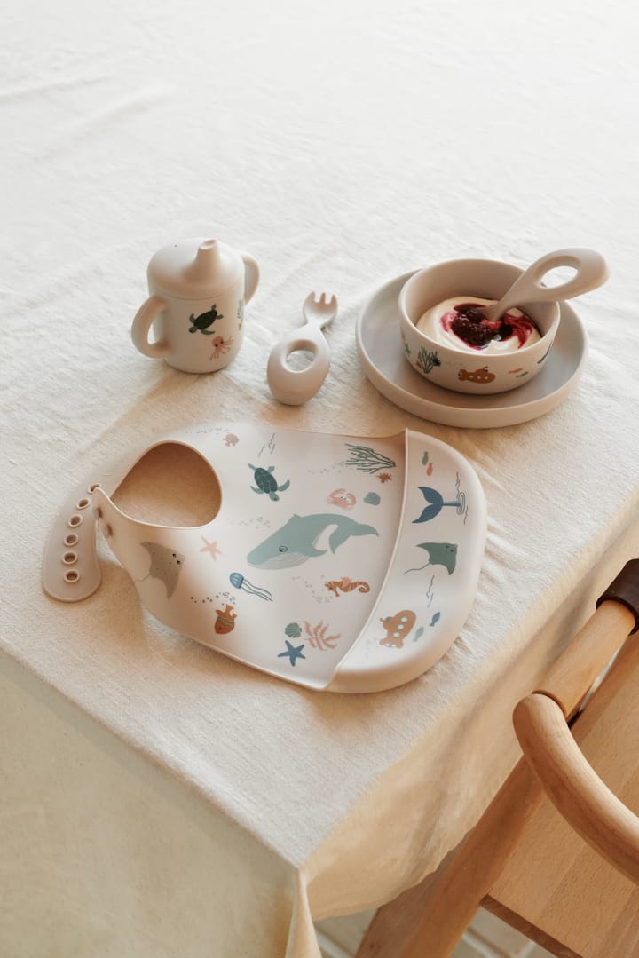 Bavaglino in silicone Tilda confezione da 2, Sea creature-Sandy Liewood