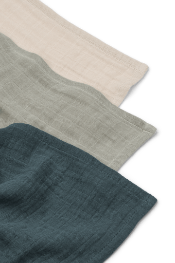 Coperta in mussola Lewis 3 pezzi 65x65 cm - Dove blue mix. - Liewood