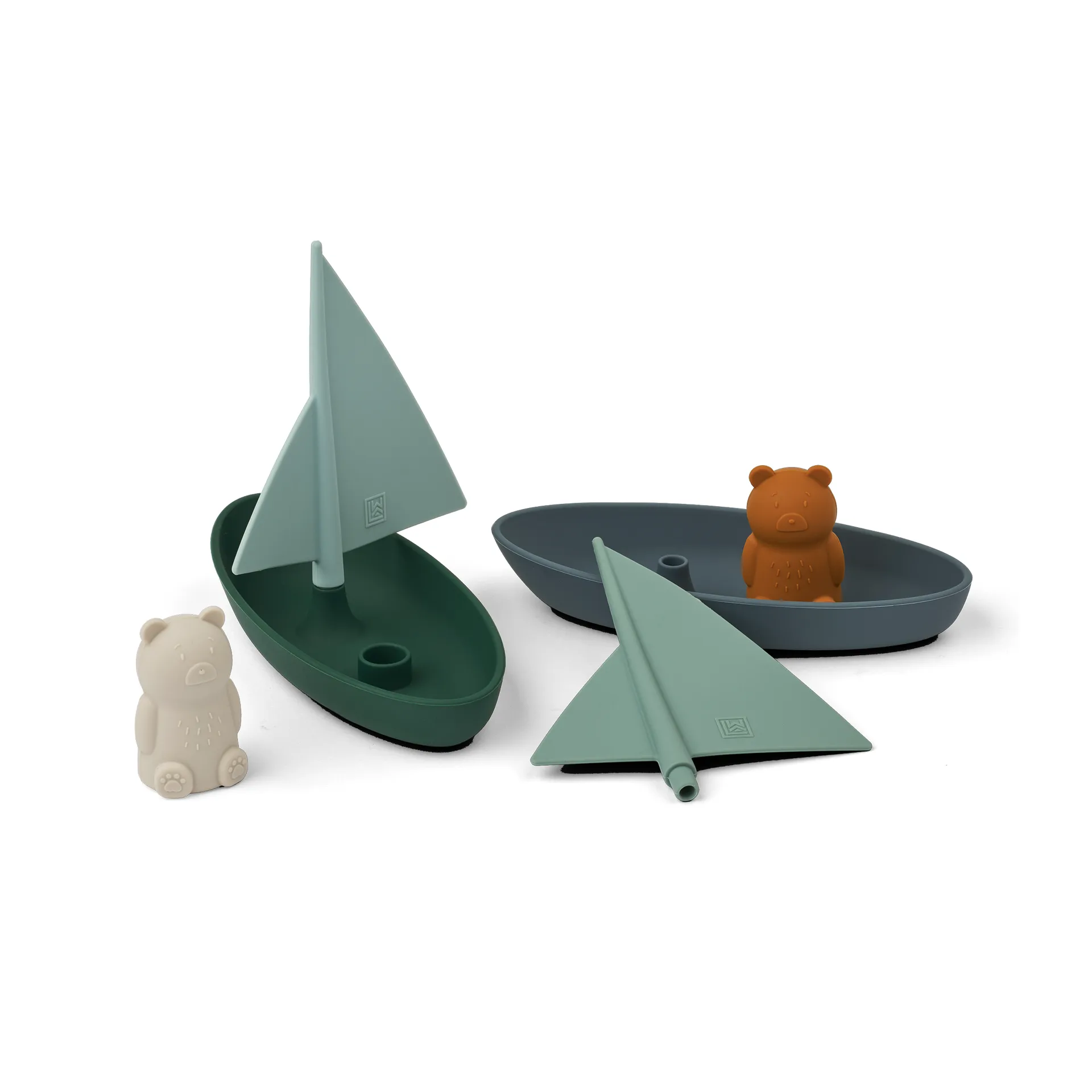 Giocattolo da bagno Ensley barche 2 pezzi, Whale blue multi mix Liewood