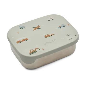 Lunch box Arthur 13,5x17 cm - Vehicles-dove blue mix - Liewood