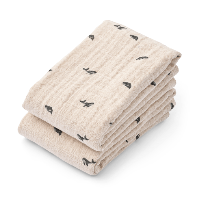 Panno in mussola Lewis 65x65 cm confezione da 2 - Mini whale-Sandy - Liewood