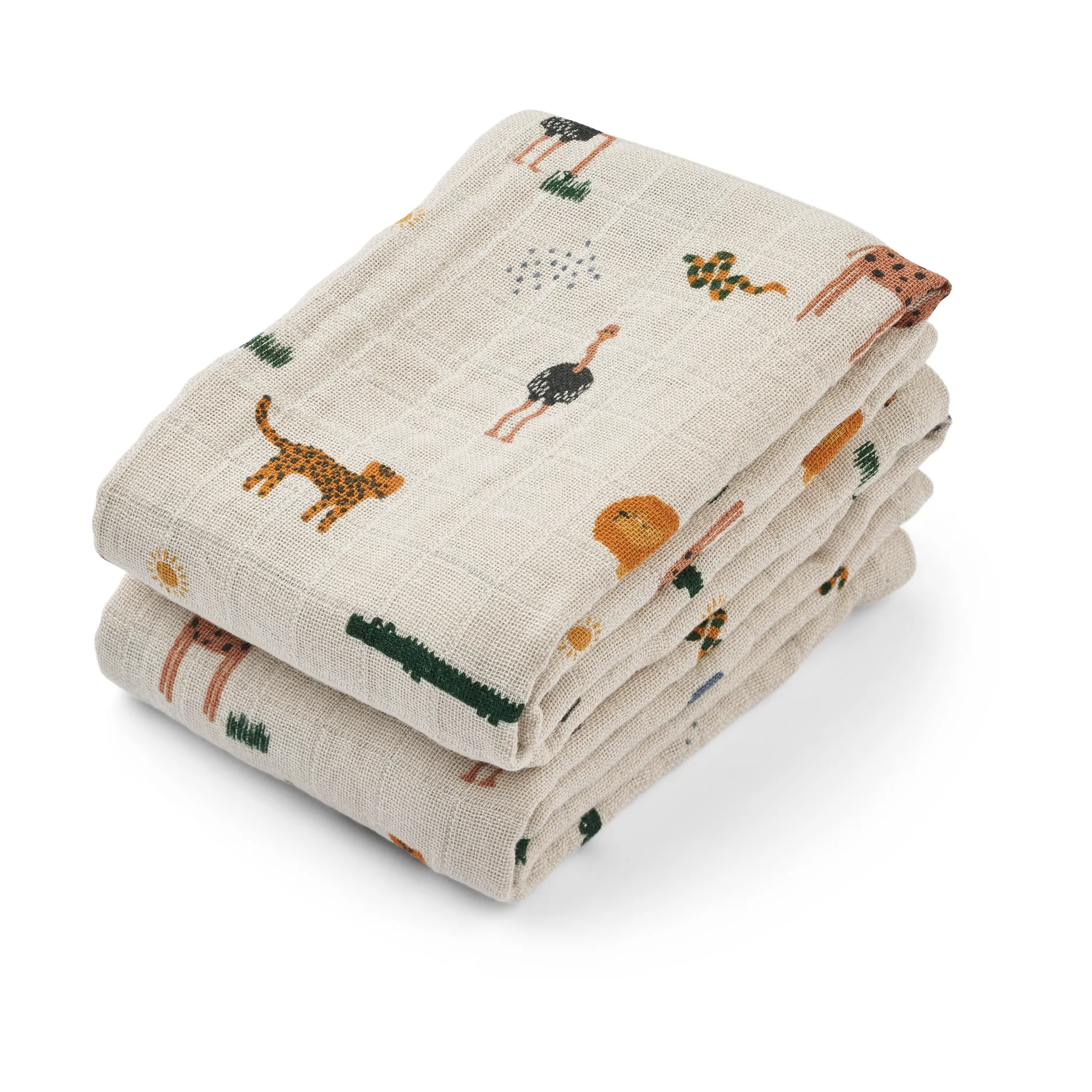 Panno in mussola Lewis 65x65 cm confezione da 2, Safari sandy mix Liewood