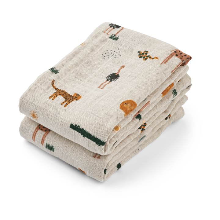 Panno in mussola Lewis 65x65 cm confezione da 2 - Safari sandy mix - Liewood
