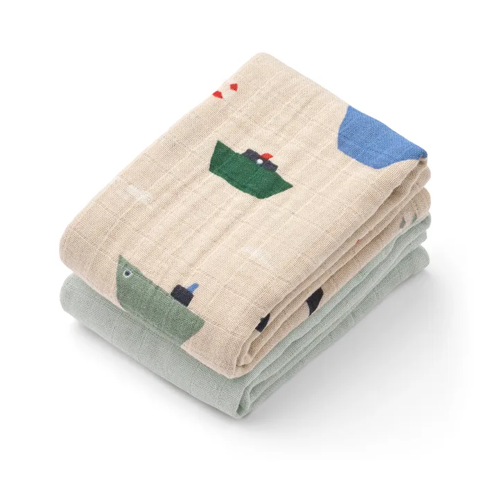 Panno in mussola Lewis 65x65 cm confezione da 2 - Sailing-dove blue mix - Liewood