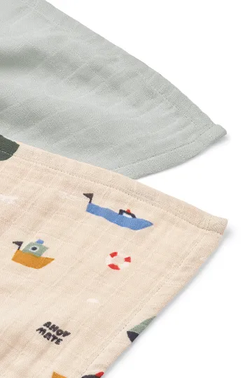 Panno in mussola Lewis 65x65 cm confezione da 2 - Sailing-dove blue mix - Liewood