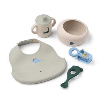 Set da pappa per bambini Mileah - Dino Roar/Dove blue - Liewood