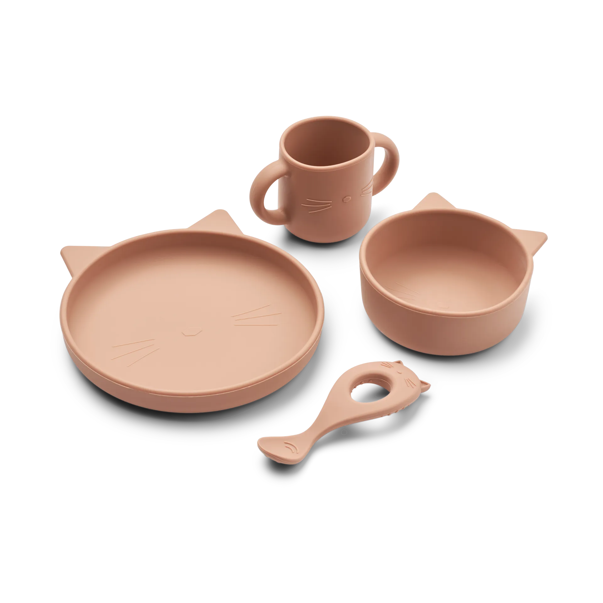 Set di servizio silicone Vivi 4 pezzi, Cat dark rose Liewood
