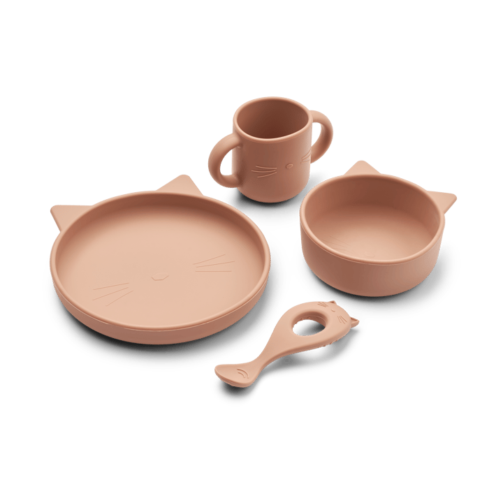 Set di servizio silicone Vivi 4 pezzi - Cat dark rose - Liewood