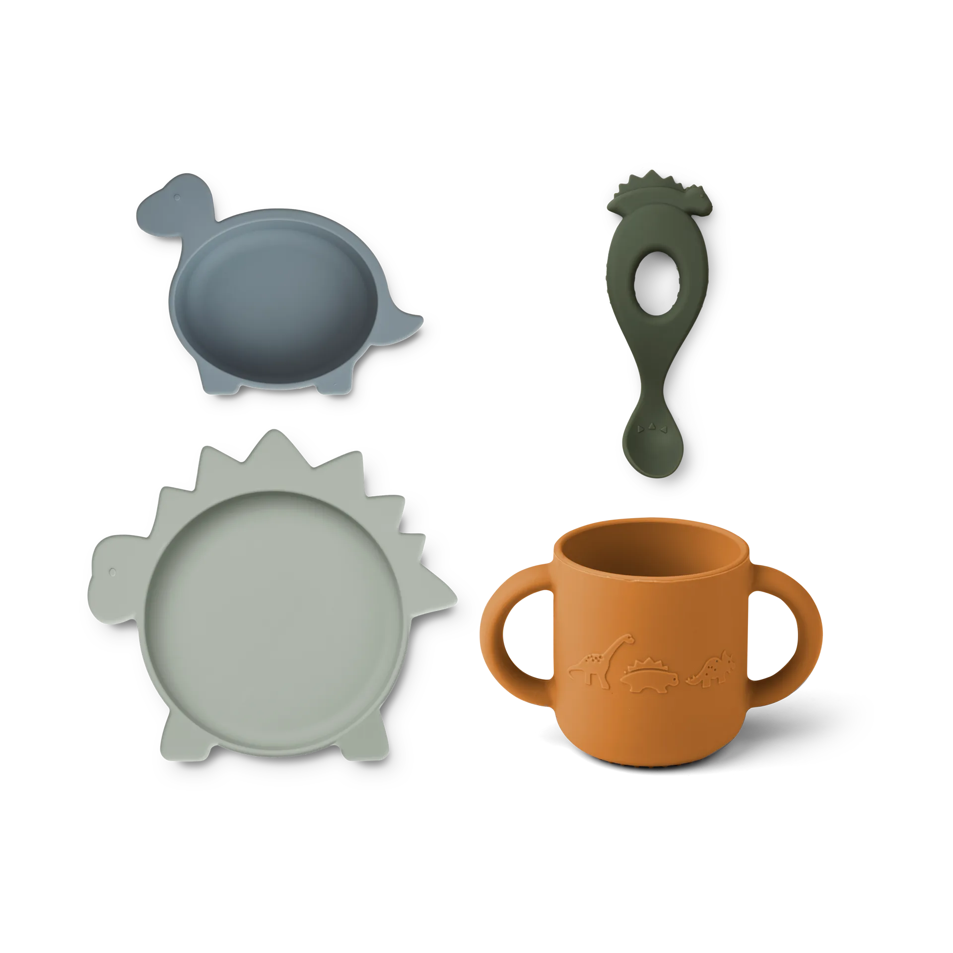 Set di servizio silicone Vivi 4 pezzi, Dino blue multi mix Liewood