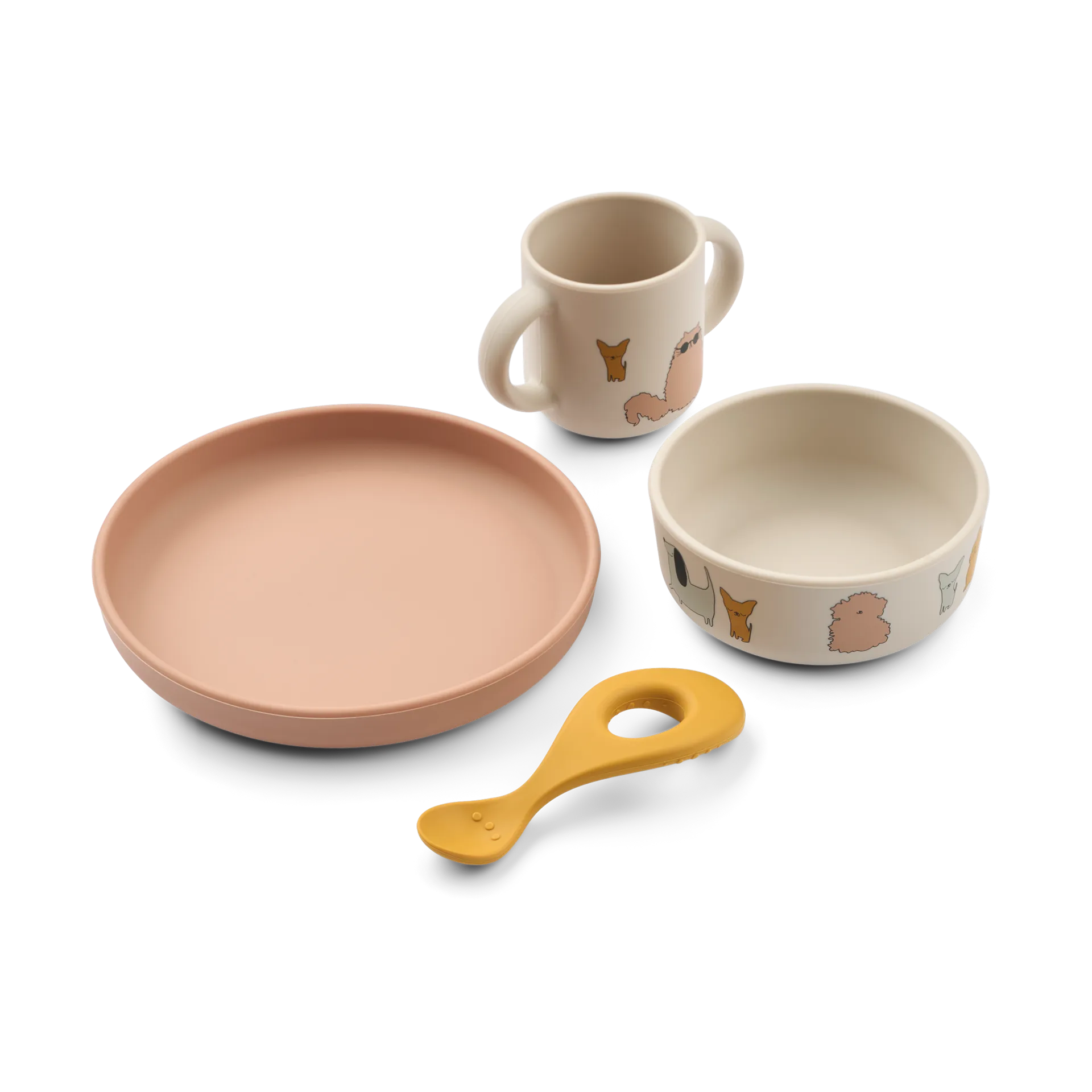 Set di stoviglie Vivi printed 4 pezzi, Cats and Dogs-Sandy Liewood