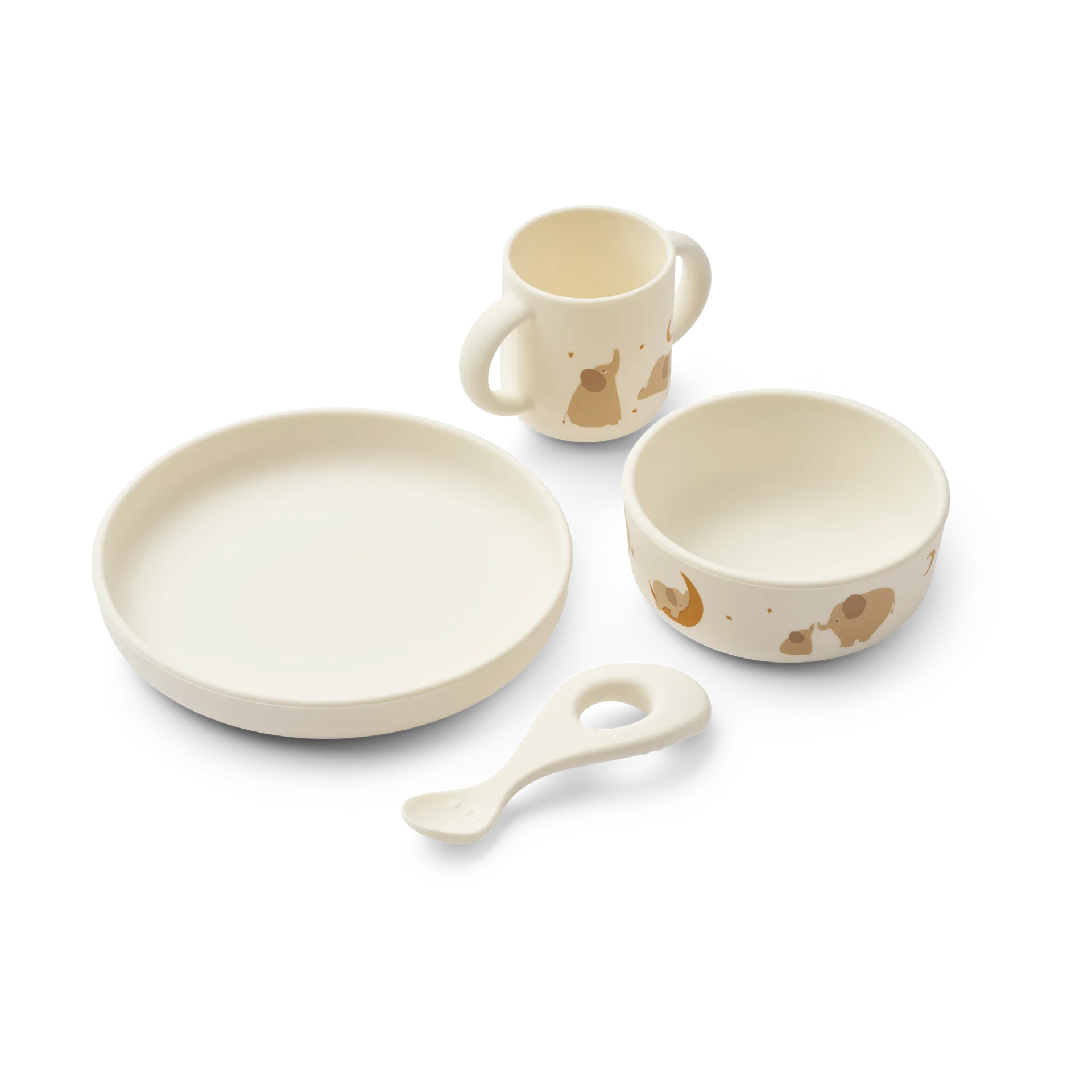 Set di stoviglie Vivi printed 4 pezzi, Elephant-Creme de la creme Liewood