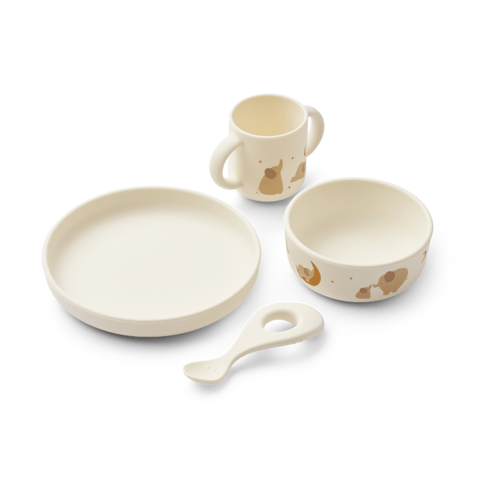 Set di stoviglie Vivi printed 4 pezzi - Elephant-Creme de la creme - Liewood