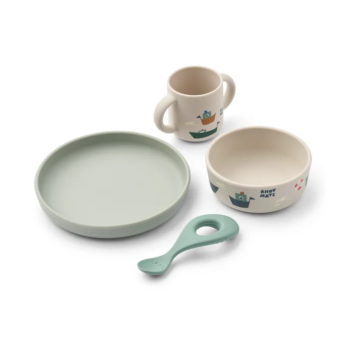 Set di stoviglie Vivi printed 4 pezzi - Sailing-sabbioso - Liewood
