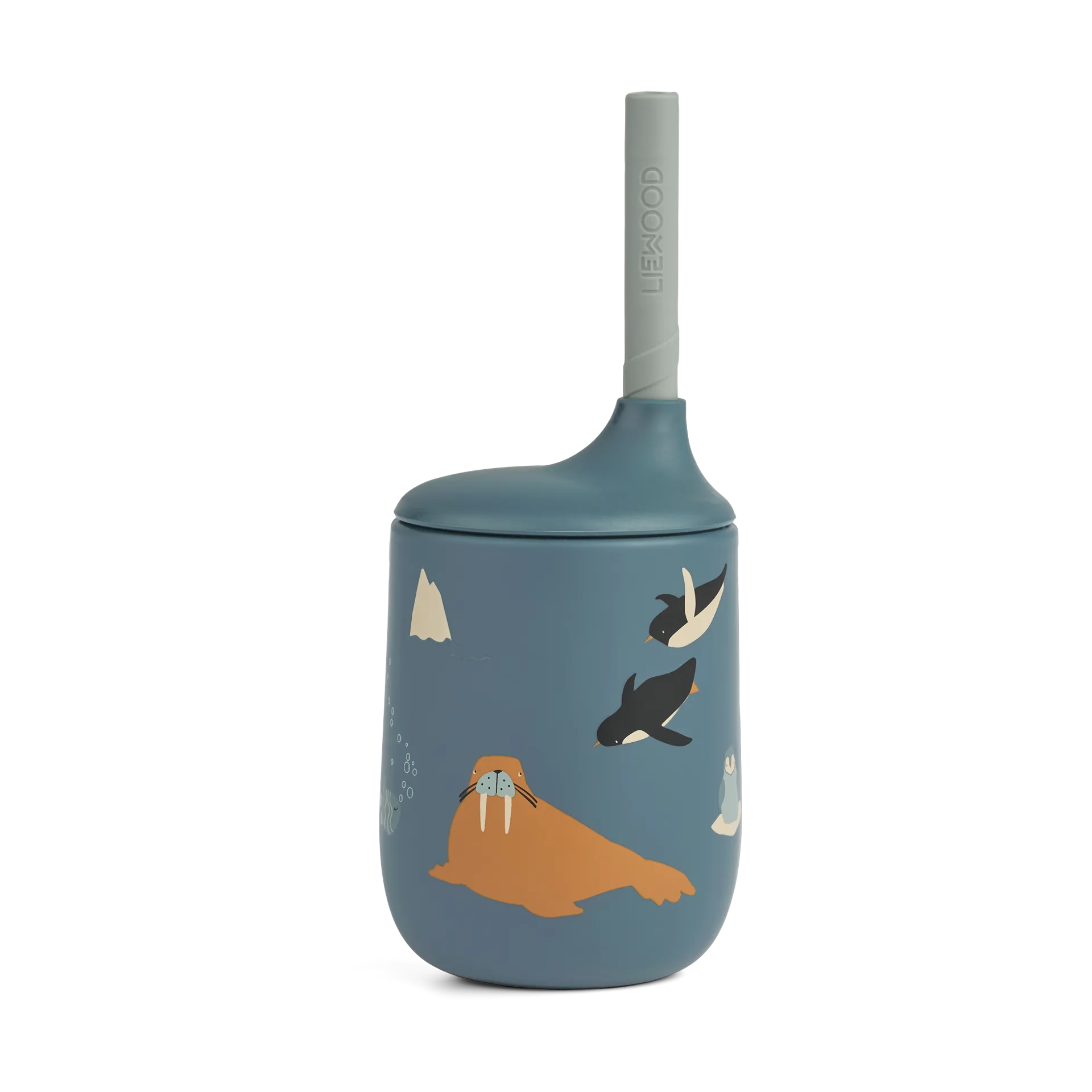 Tazza antigoccia stampata Ellis con cannuccia 23 cl, Arctic Sea-Ocean view Liewood