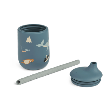 Tazza antigoccia stampata Ellis con cannuccia 23 cl - Arctic Sea-Ocean view - Liewood
